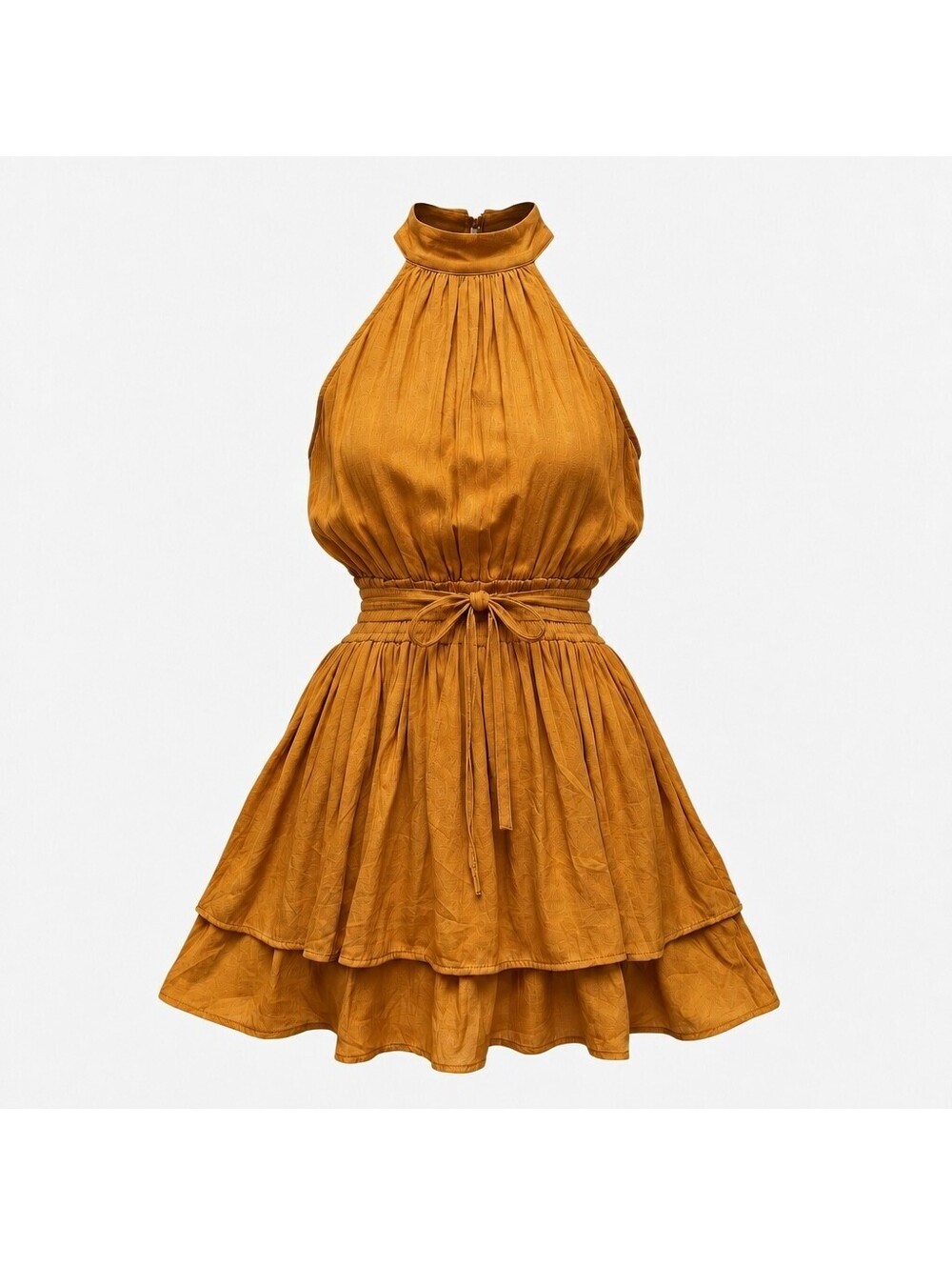 Versona Halter Neck Mustard Yellow Mini Dress